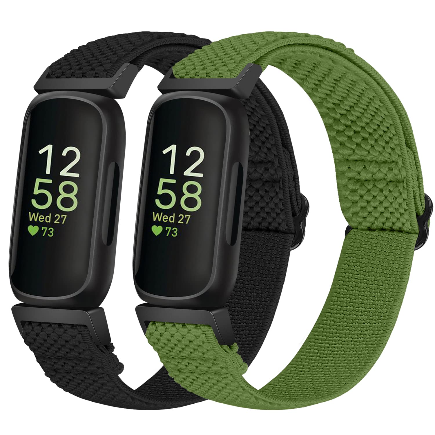 Huamanlou 2 Pack Elastic Strap Compatible with Fitbit Inspire 3/Inspire 2/Inspire/Inspire HR/Ace 3/Ace 2, Soft Nylon Adjustable Sport Replacement Band Women Men