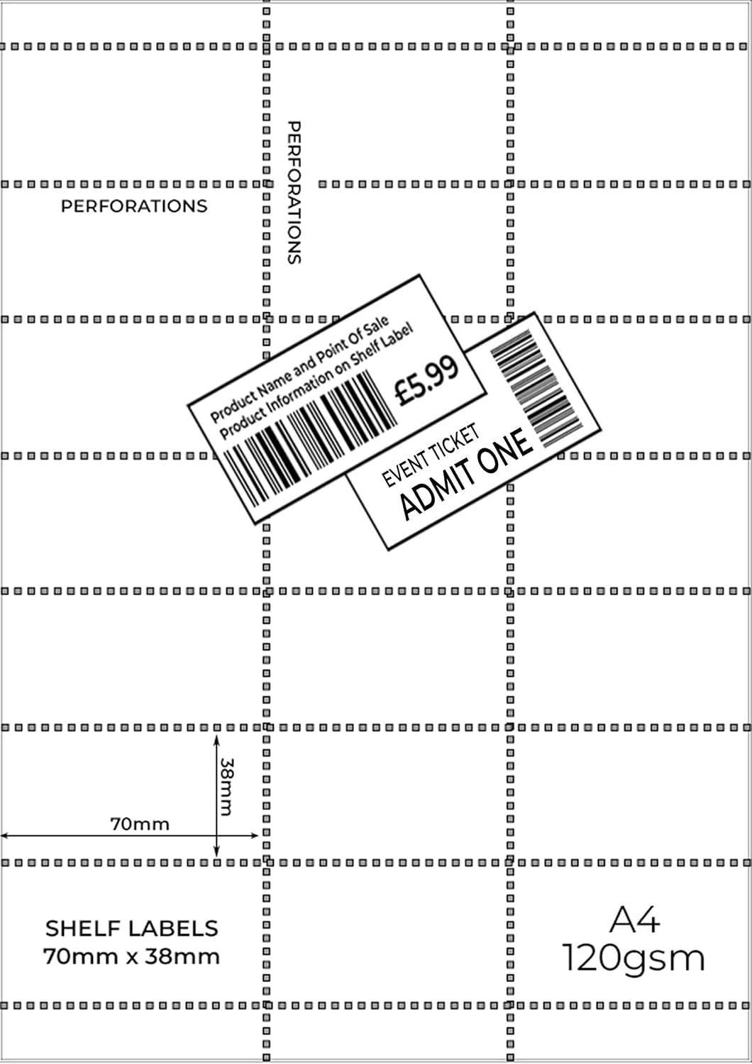OfficeGear Shelf Edge Barcode Price Ticket Labels 21-up [25 Sheets