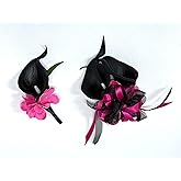 Ting & Cecilly Wedding Calla Lily Corsage and Boutonniere Set, Artificial Flowerfor Bride and Groom, Prom Party Accessories (
