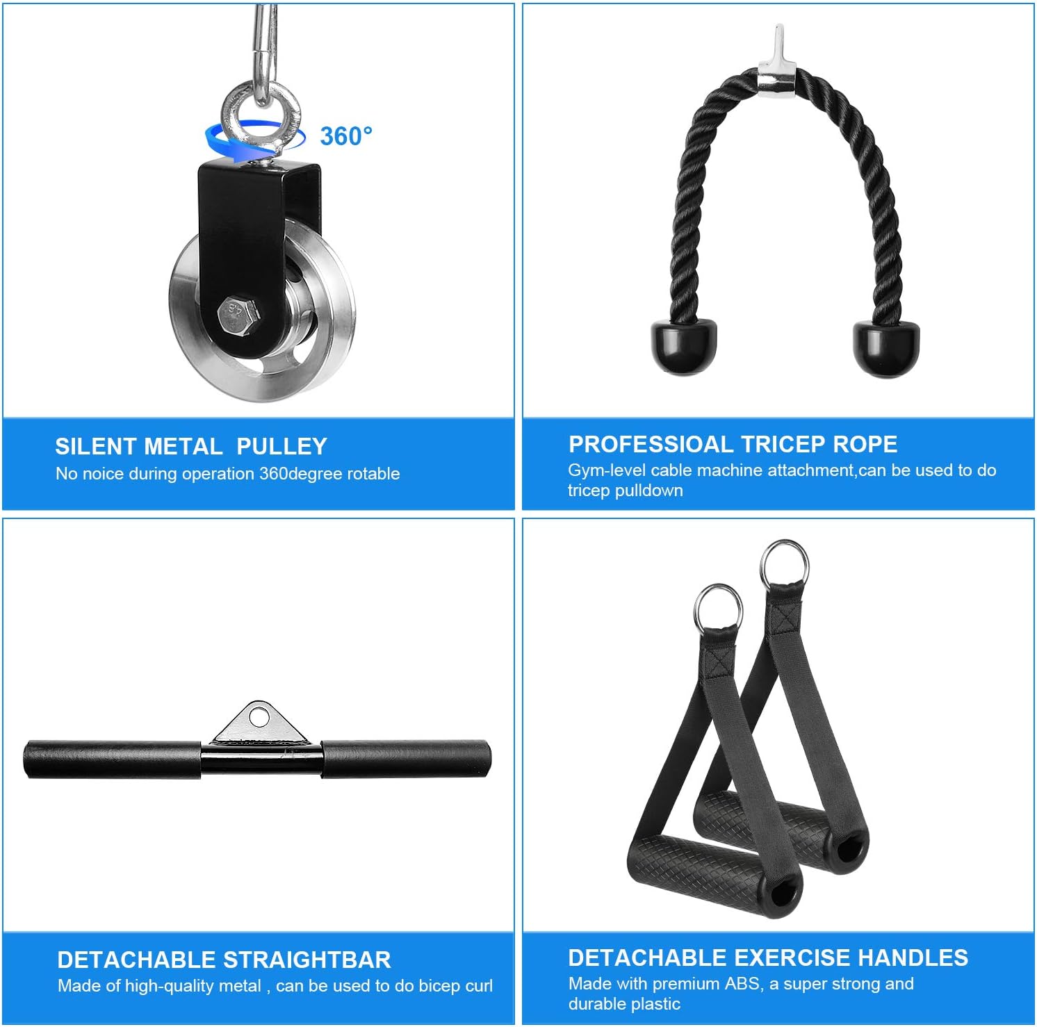 Fitness LAT and Lift Pulley System - Dual Cable Machine with Weight Plates, Loading Pin for Exercise Equipment, Biceps Curl, Back, Gym Equipment for Home : Sports & Outdoors