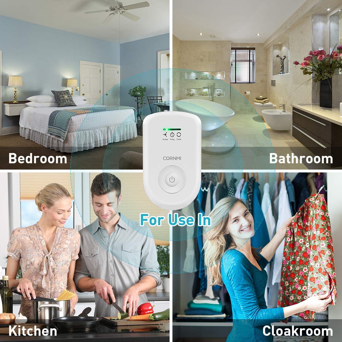 Air Purifiers Plug in Wall for Home, Small Odor Eliminator?Ozone Negative Ion Dual Function?Ionizer to Remove Smoke Pet Smell Portable Deodorizer Freshener Cleaner for Bedroom Bathroom Kitchen (White)