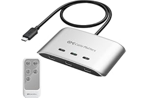 Cable Matters 20Gbps USB C Switch, 3-in-1-Out, Supports Up to 8K@30Hz on Windows, 4K@60Hz on macOS, 140W PD, for Sharing a US