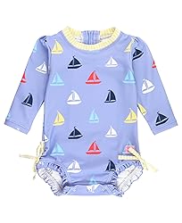 RuffleButts Down by The Bay Long Sleeve One Piece