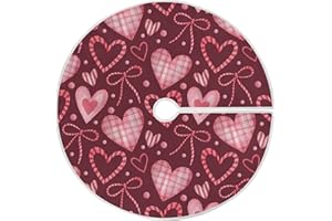 PFREWN Valentine's Day Tree Skirt 48" Sweet Candy Hearts Pink Christmas Tree Skirts Large Mother's Day Xmas Mat for Holiday Festival Party Wedding Decor