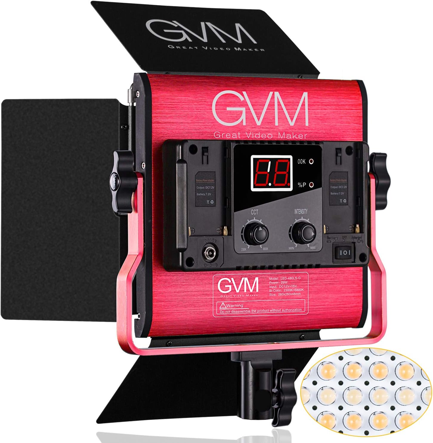 GVM Led Video Light Panel Dual Color Temperature Temperature Upgrade 2300K-6800K Small Angle lamp 25 Degree Brightness Increase 3 Times