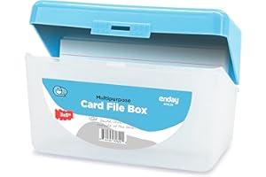 Index Card Holder Blue, 3x5 Note Flash Card Organizer Case, Stackable Index Card File with flip top, Notecard Recipe Holder, 