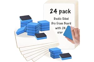 AUROTOPS 24 Pack Dry Erase Board, 9"x12" Double-Sided White Board with 24 Erasers for Students, Portable & Reusable Small White Lapboards Bulk for Classroom/Homeschool/Teacher