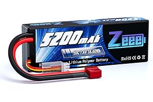 Zeee 2S 5200mAh Lipo Battery 7.4V 50C Hard Case with Deans T Plug for RC Truck RC Truggy RC Heli Airplane Drone FPV Racing (1 Pack)