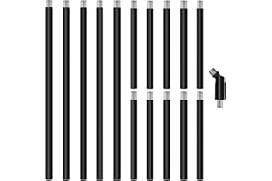 MAYOMAJO M10 Threaded Extension Poles, 5 PCS 12-inch & 10 PCS 6-inch Lighting Fixture Downrods Stems & 180 Degrees Sloped Ceiling Adapter Kits for Pendant Light, Island Lighting, Chandeliers (Black)