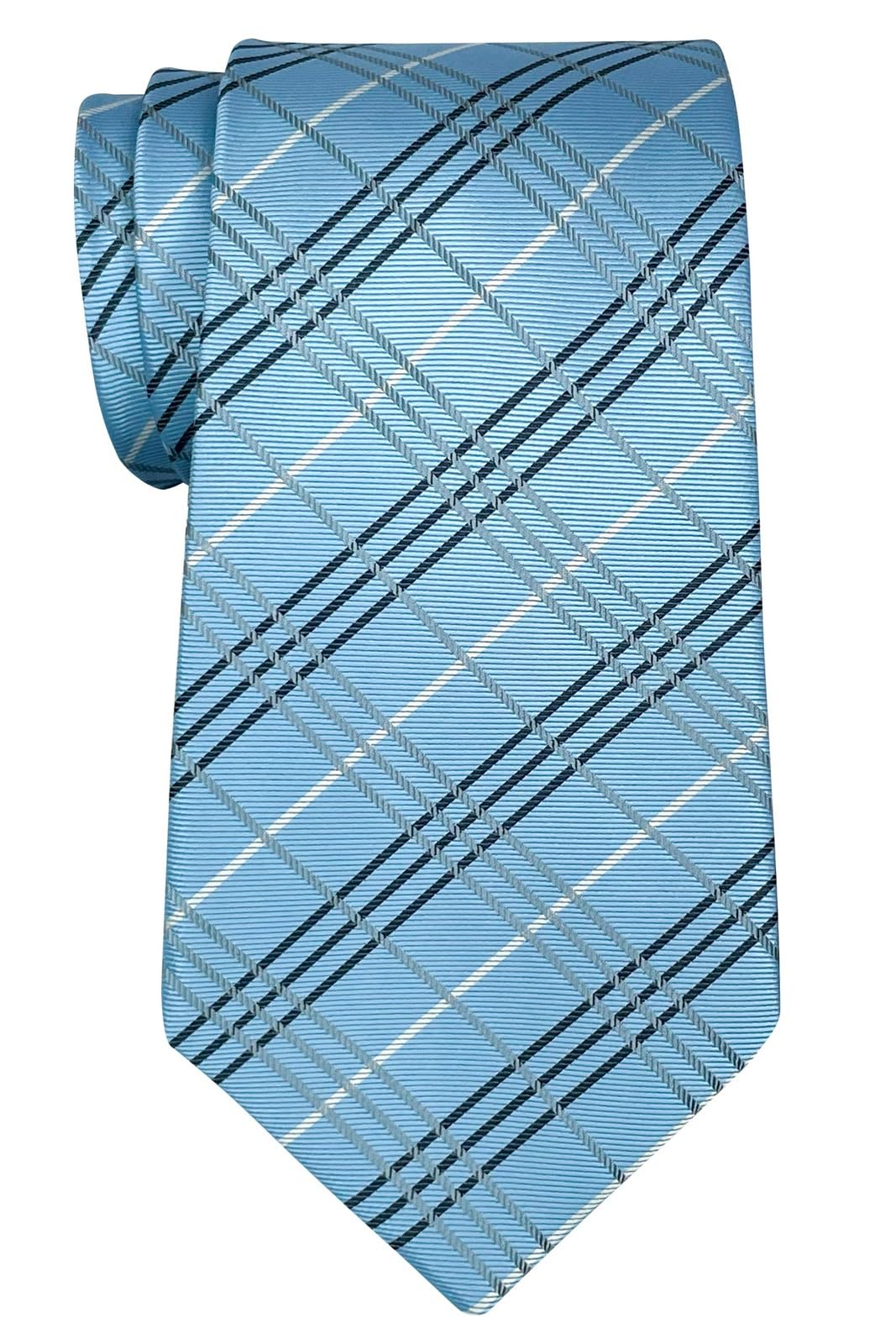 Retreez Tartan Check Styles Woven Microfiber Men's Tie Necktie - Blue