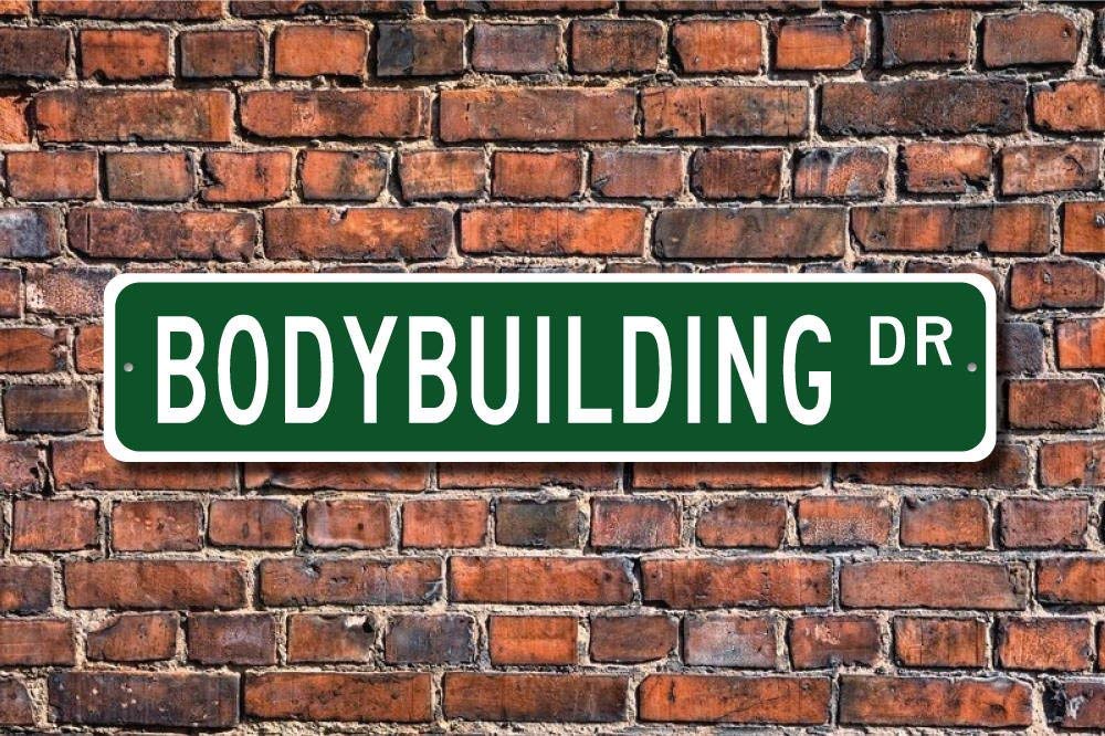 Puernash Tin Signs Home Decoration Bodybuilding Gift Sign Bodybuilding Fan Bodybuilding Gym Street Sign Art Wall Decor Metal Sign 4 x 16