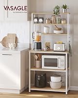 VASAGLE Kitchen Storage Rack 6 Shelves 6 Hooks Golden Oak White KKS019W09 view 2