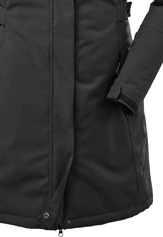 Parka funcional feminino com capuz com fecho - KOW 165 WMN PRK, Preto, Tamanho 38