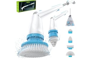 Oraimo Electric Spin Scrubber, Electric Shower Scrubber with Adjustable Angles, Cordless Bathroom Scrubber with 4 Replaceable Brushes, 2 Speeds for Bathroom Kitchen Bathtub Grout Sink Tile Wall Pool