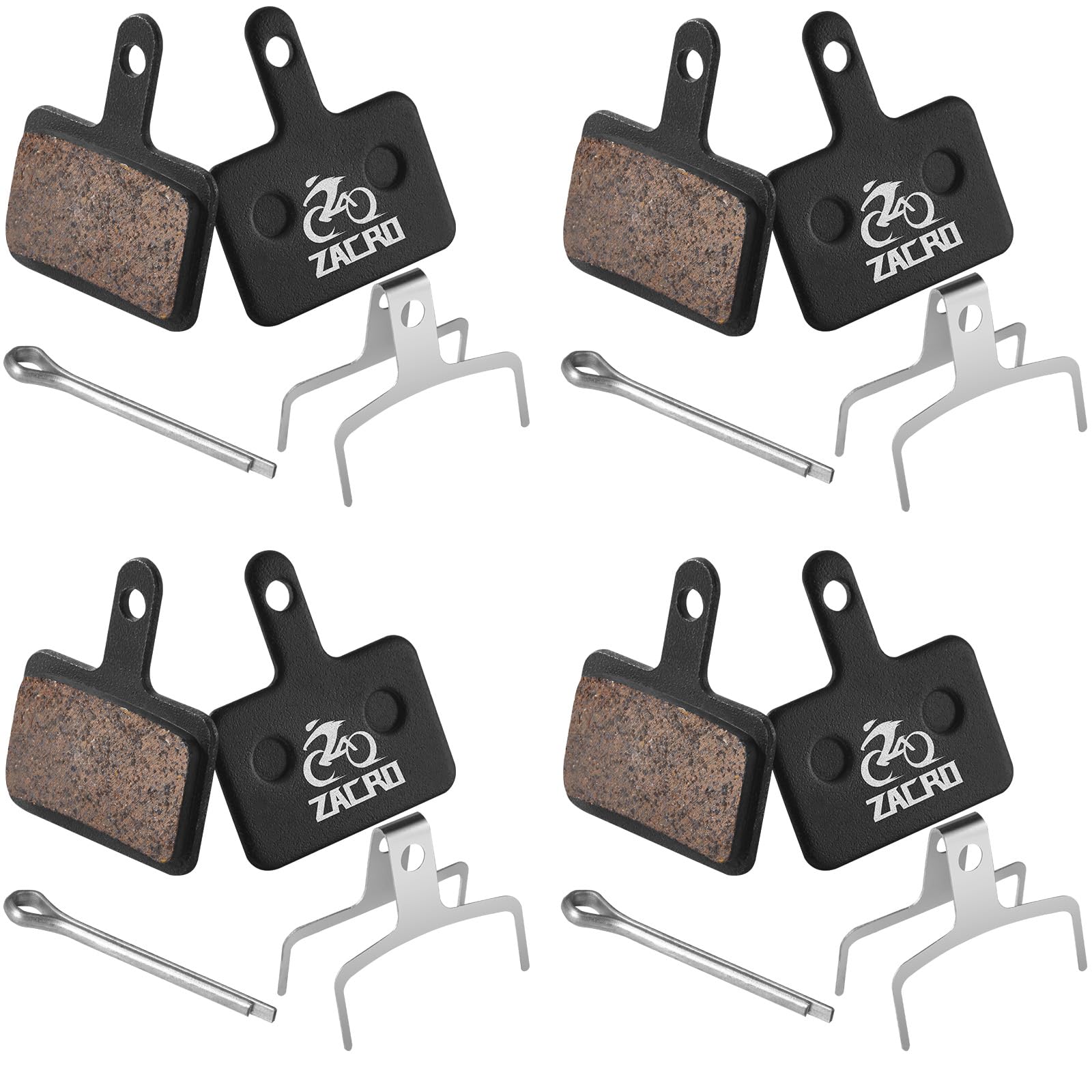 Photo 1 of Zacro 4 Pairs Bike Brake Pads, Ceramic Bicycle Disc Brake Pads Fit for Tektro Shimano TRP Deore Br-M575 B01s Mt200 M525 M515 T615 T675 M505 M495 M486 M485, Mountain MTB Ebike Brake Pads Replacement