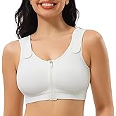 CYDREAM Zip Front Closure Wireless Bras for Women Full Coverage Post Surgery Compression Back Smoothing Comfort Adjustable