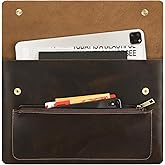 Genuine Leather Sleeve for 13/14/15-in MacBook Pro & MacBook Air, Slim Protective Laptop Case, Folio Document Organizer Leather Folder Portfolio-Dark Kahki