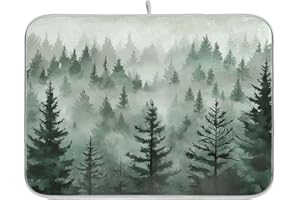 Green Pine Tree Dish Drying Mat for Kitchen Dishes Mats Pad Absorbent Drying Mats Fast Dry Dish Drainer Mats for Counter 18x2