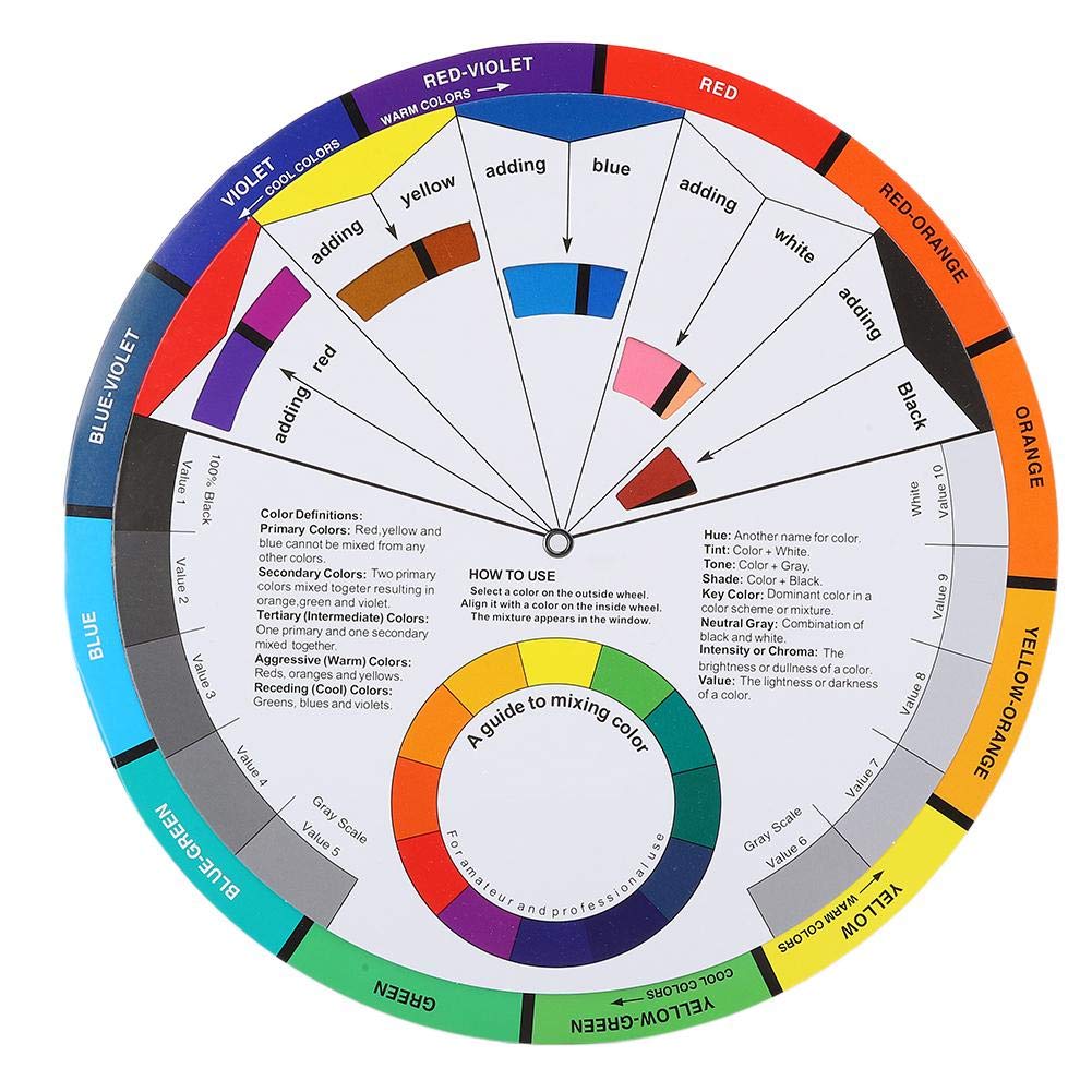 Color Wheel, 3pcs Color Mixing Guides Wheel Paint Mixing Learning Art Class Teaching Tool Color Scheme for Paint Permanent Eyebrow Lip Body
