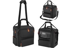UNDOMIP Portable Power Station Carrying Bag Compatible with BLUETTI AC180, Power Station Storage Case for Charging Cable and Accessories (BLACK, Without Retractable Handle)