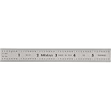 PEC USA 12" Rigid Satin Machinist Ruler - 16R Graduation 1/50, 1/100, 1/32, 1/64