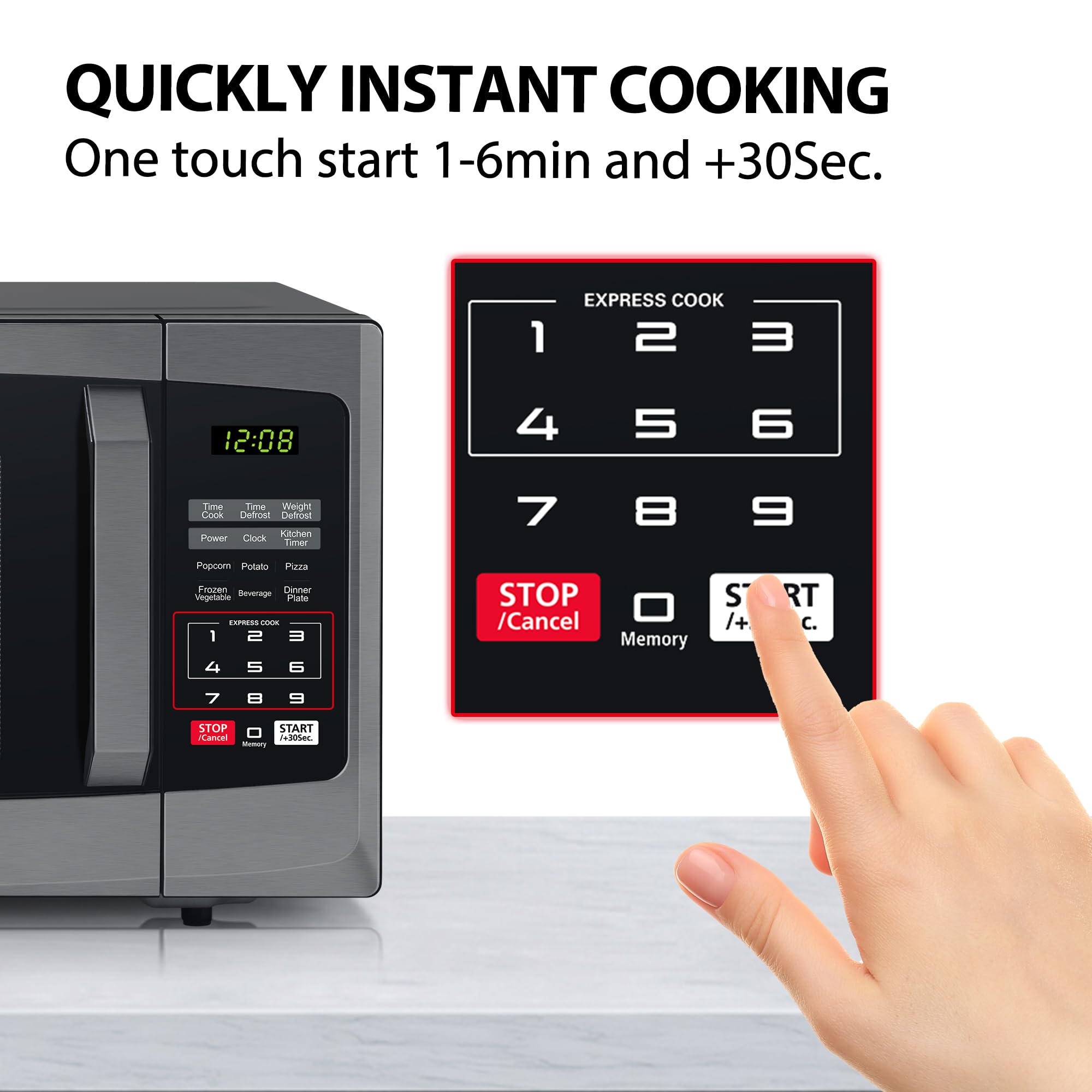 Toshiba 800w 23L Microwave Oven with Digital Display, Auto Defrost, One-touch Express Cook with 6 Pre-Programmed Auto Cook, and Easy Clean - Black - ML-EM23P(BS)