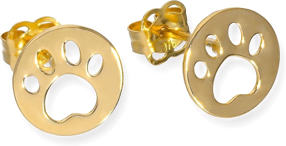 9ct gold paw print earrings