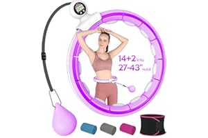 EPHESPORT EPEHSPORT Silent Infinity Smart Hoops with Counter 22"-44", Weighted Exercise Hoola Equipment, 2 in 4 Abdomen Fitness Massage, Non-Fall Fit Hoop for Adult Weight Loss