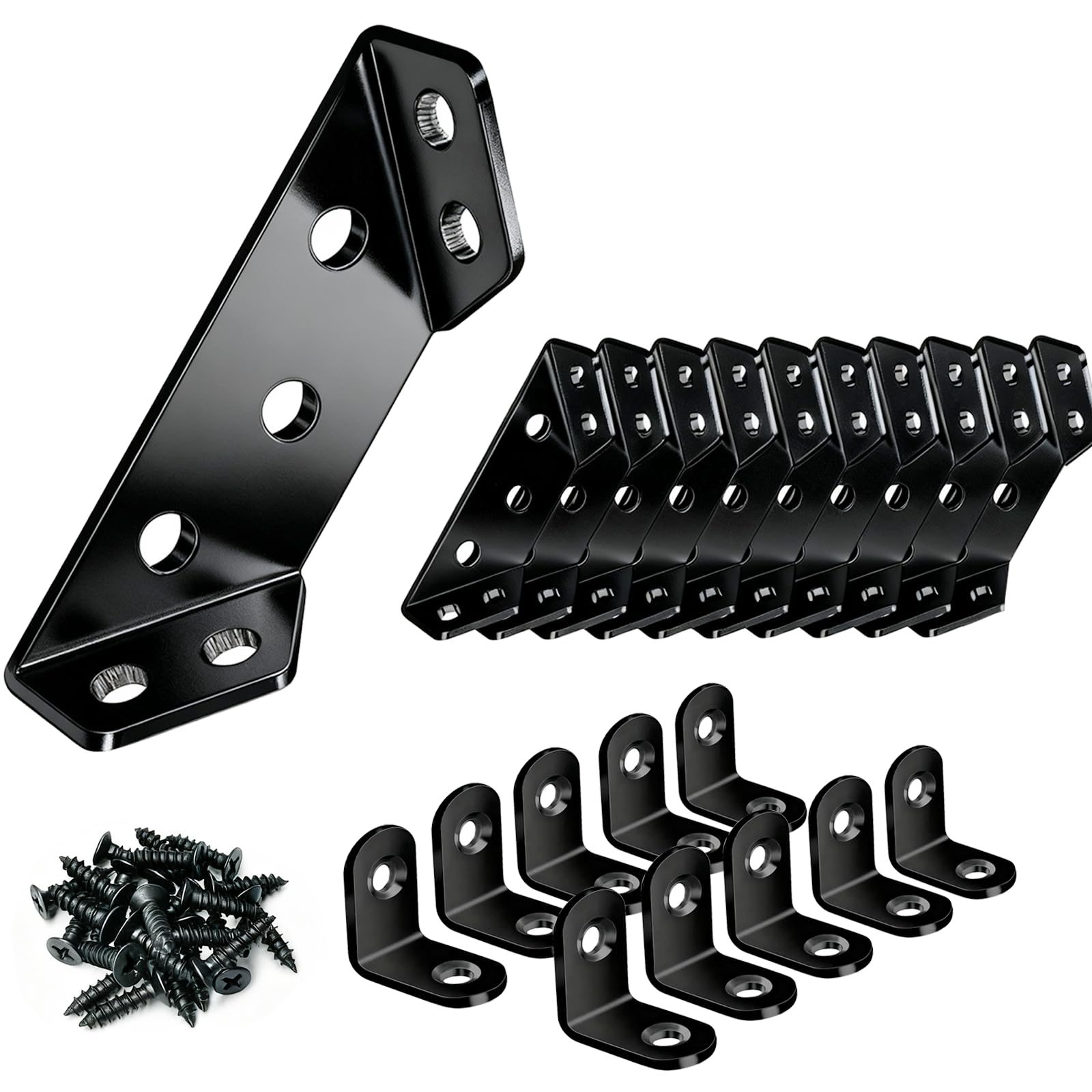 Photo 1 of 20 Pack Universal Stainless Steel Furniture Corner Connector, Stainless Steel Angle Corner Brackets for Shelf Cabinet Table Chair, Trapeziform Corner Brace Support Bracket Fastener (Black)