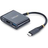 StarTech 3-in-1 USB-C HDMI Mini Dock with 4K 60Hz and 140W, 5Gbps, PD 3.2 | 140W PD charging, Driverless native HDMI via GPU, USB-A 5Gbps with BC 1.2 charge, Single-cable, AI-ready laptops