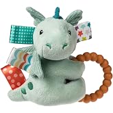 Soft Baby Rattle with Soothing Teether Ring and Sensory Tags, 6-Inches, Drax Dragon