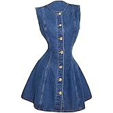 Milumia Women's Button Down Sleeveless Jean Dress Y2k A Line Short Denim Dresses