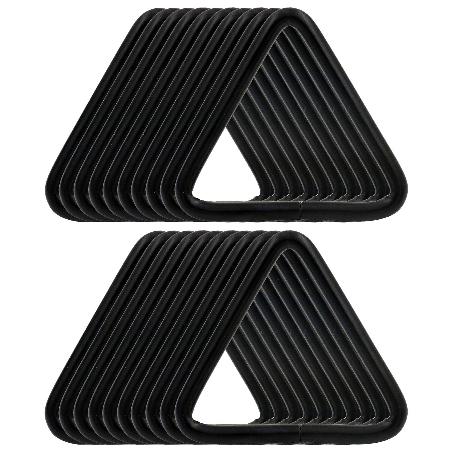 BIKICOCO 1-1/2'' Metal Triangle Ring Buckle Connectors Round Edge Webbing Bag Clasp Handbag Strap Making Hardware, Black - Pack of 20