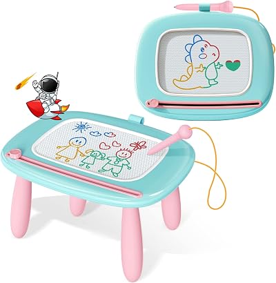 Kikidex Magnetic Drawing Board 8.7in for Toddlers Age 1-3 Mint Blue