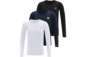 Runhit Boys Compression Shirt Kids Long Sleeve Athletic Undershirt Youth Quick Dry Base Layer for Football Baseball