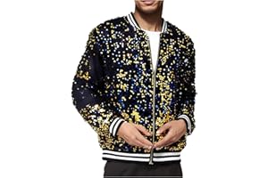 Men's Carnival Glitter Casual Jacket Color Block Striped Mixed Design Featured Foreign Trade Outerwear #1203