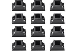 AAqq Decor 1/2" Square Iron Baluster Flat Shoes with Screws Satin Black, 12-Pack（A-Fix-12）
