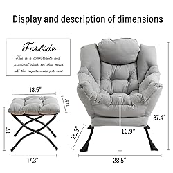 Furlide Lazy Chair with Ottoman, Modern Chair with
