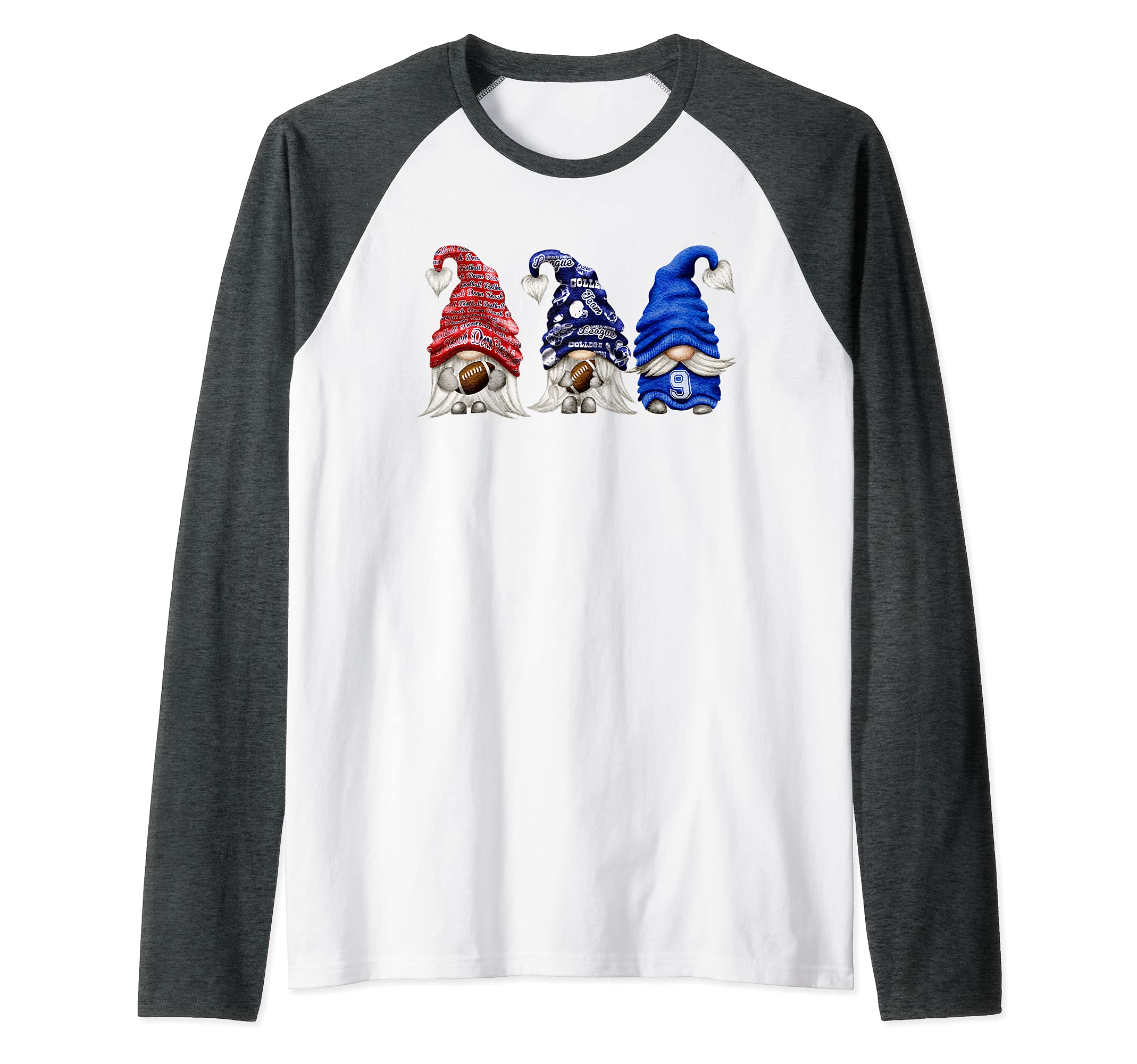 Football Gnome Raglan Baseball Tee