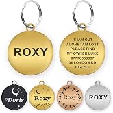 Dog Tags Engraved for Pets Personalized Dog Name Tags Dog ID Tags Small Cat Tags Large Dog Collar Tags Custom Text Stainless Steel Engraved on Both Sides(L Gold)