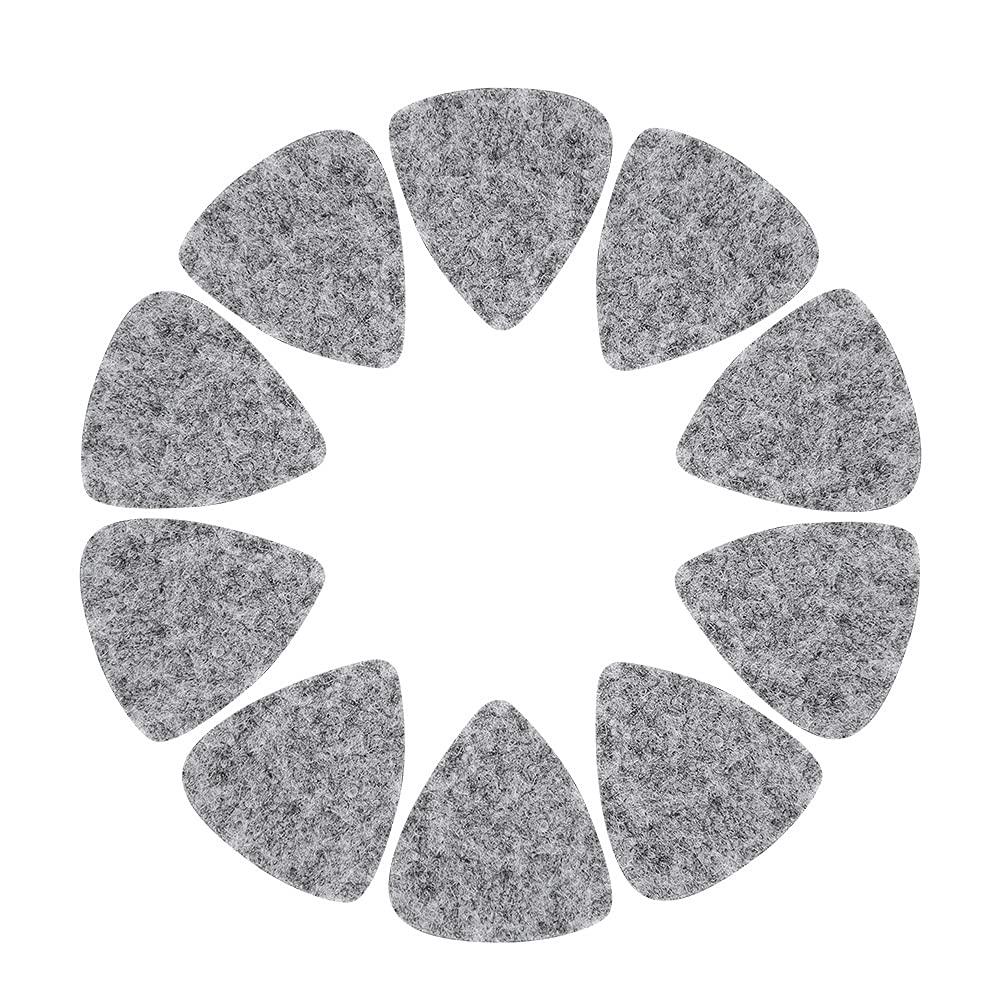 Tomotato 10 Pieces Guitar Plectrums 3mm Guitar Picks Acoustic Guitar Wool Felt Pick Triangular Guitar Plectrums Musical Instrument Pick Electric Guitar Brass Guitar Pick (Gray)