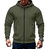 TRFIC Mens Fleece Hooded Sweatshirt Winter Full Zip Jackets Long Sleeve Outerwear with Multi Pockets