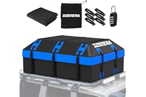 ZOSTERA Rooftop Cargo Carrier Roof Bag,100% Waterproof,21 Cubic Feet for All Vehicle with/Without Rack,Includes Anti-Slip Mat+10 Straps+6 Door Hooks+6 Extension Straps+Soft Roof Top Luggage Lock