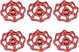 sourcing map Metal Faucet Handle Round Wheel Paint Cast Steel 6x6mm Square Red view 1