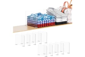 Yieach 10 Pack Acrylic Shelf Dividers for Closet Organization - Suitable for All Cupboard,Wood Shelves -Clear Closet Dividers for T Shirt,Towel,Bag,Purse Dividers,Handbag Organizer,Sweater Organizer