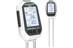 7-in-1 Soil＆Water Meter Digital Plant Temperature/Soil Moisture/PH Meter/Sunlight Intensity/Fertility/EC/TDS Backlight LCD Di