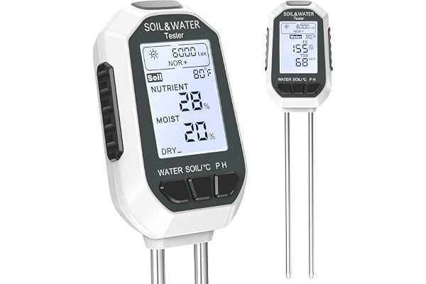 7-in-1 Soil＆Water Meter Digital Plant Temperature/Soil Moisture/PH Meter/Sunlight Intensity/Fertility/EC/TDS Backlight LCD Di