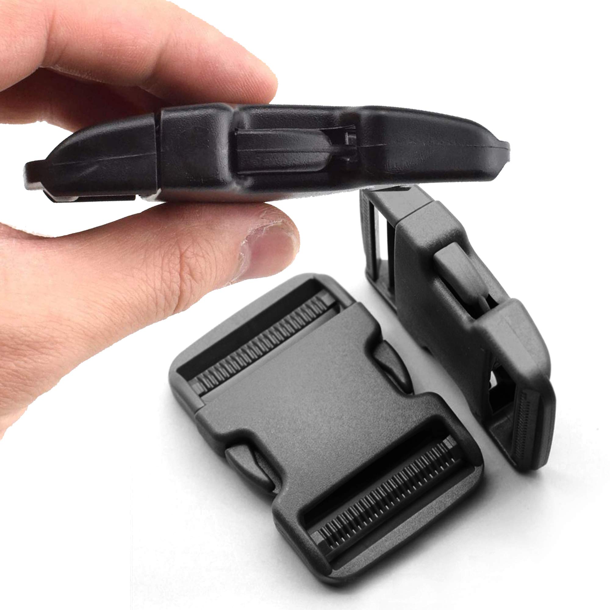 2 Inch Belt Buckle Clip, 2 Pack Quick Side Release Buckles Extra Thick Dual Adjustable Heavy Duty Plastic Buckle Replacement for 2''(50mm) Nylon Webbing Strap Boat Cover Backpack, No Sewing Tan