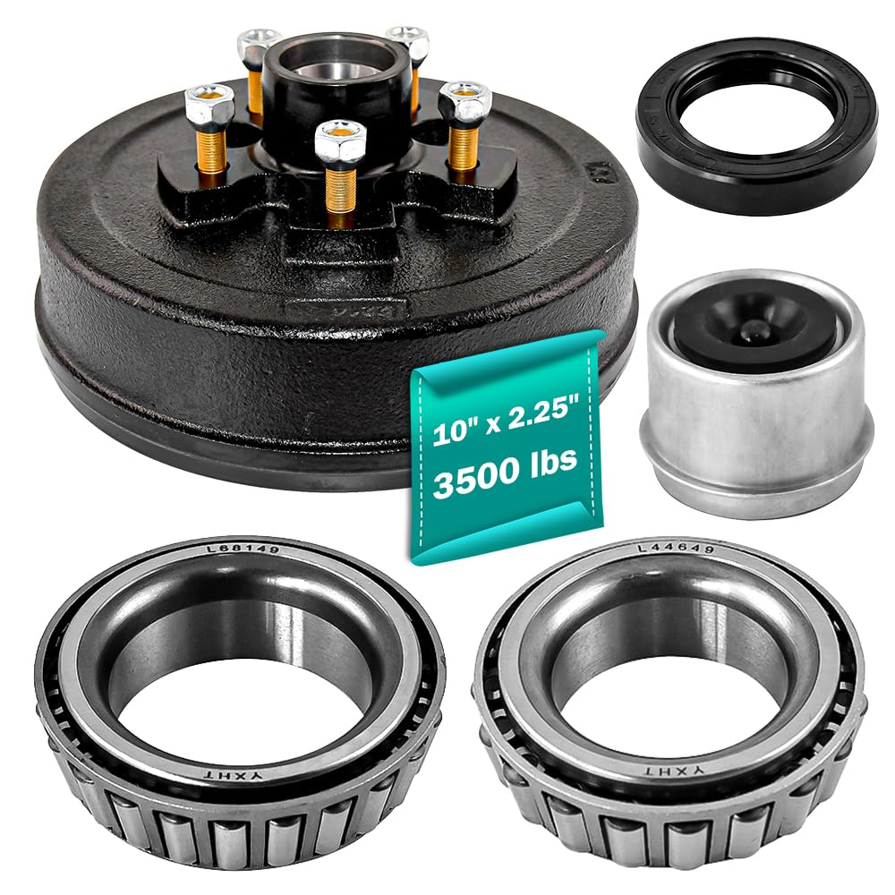 Photo 1 of 10" x 2-1/4" Trailer Brake Kit 5 on 5" for 3500 lbs Heavy Duty 5 Bolt 1/2"-20 L68149/L44649 Trailer Brake Hub Drum Assembly 008-249-07,84557,22002K