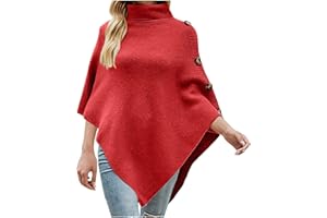 Oplxuo Womens Ponchos Sweater Versatile Lightweight Solid Knitted Pullover Shawl Turtleneck Wrap Scarf Cape Gifts for Woman